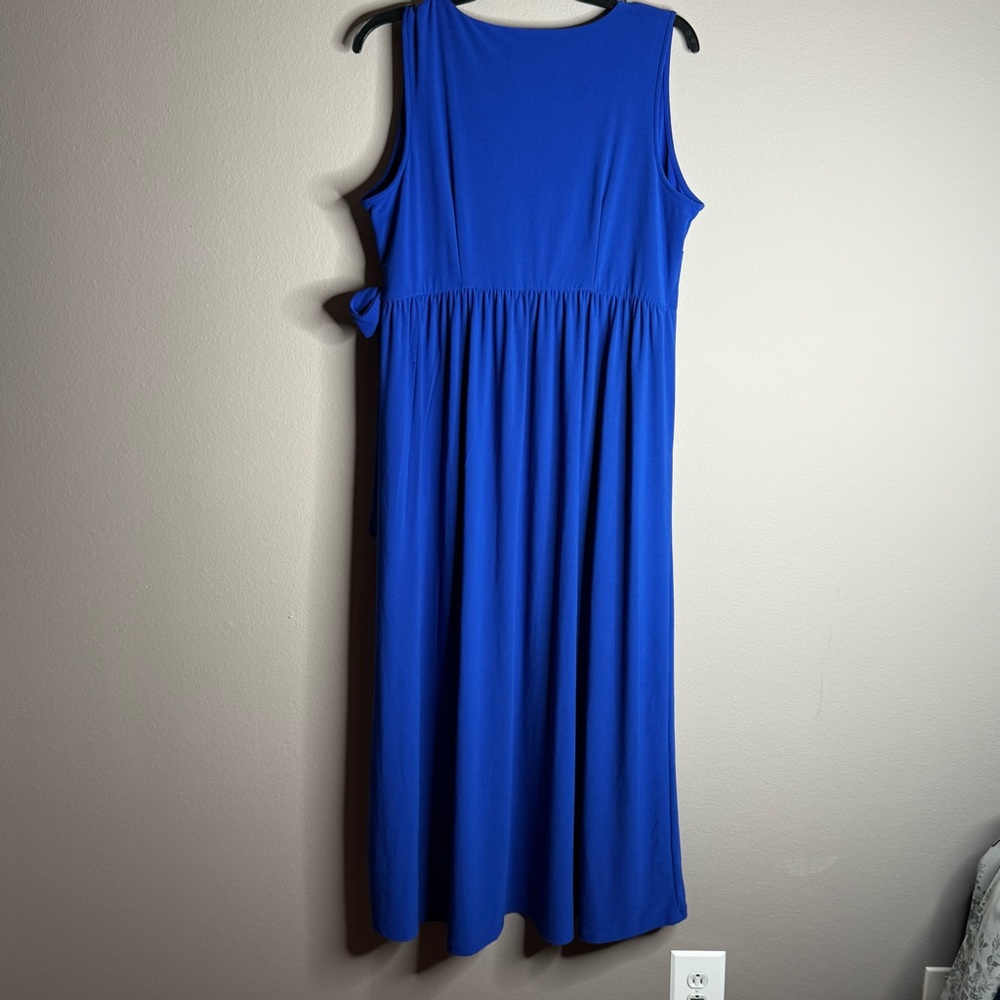 INC International Concepts Elegant Blue Sleeveless Tie Waist Wrap Dress Sz1X - Picture 2 of 10